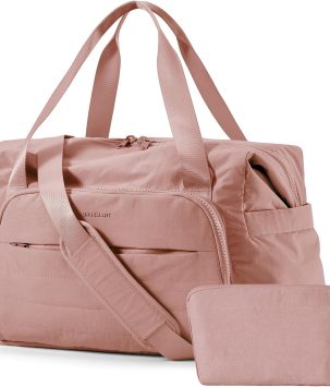 Travel Duffle Bag, Weekender Bags for Women Large Carry on Overnight Bag, Gym Bag with Trolley Sleeve, Personal Item Travel Bag Workout Dance Bag, Dark Pink